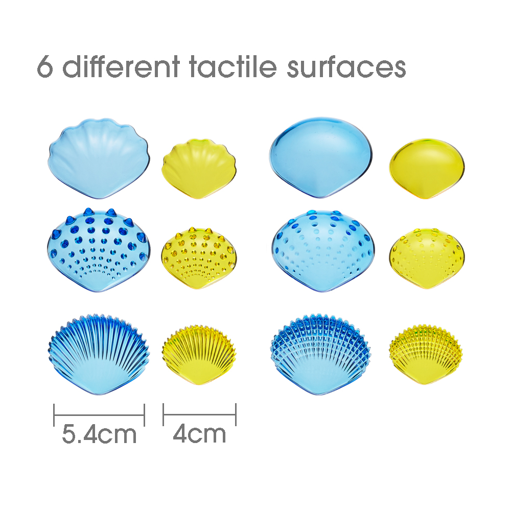 EDX Education 72303 Conchiglie Tattili Trasparenti - 108 Pezzi In 2 Dimensioni E 6 Colori - Gioco Sensoriale Bambini 18m+