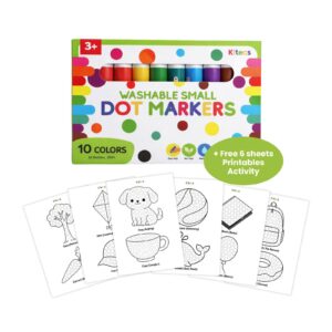 Kitecs Small Dot Marker Washable 10 Colors, Coloring Painting Drawing Spidol Dot Kecil Anak Bulat Aktivitas Mewarnai 10 Warna [Free Printable]